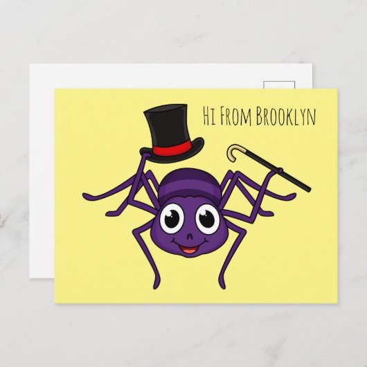 トップハットマンガの可愛いクモ ポストカード (正面/裏面)