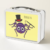 トップハットマンガの可愛いクモ メタルランチボックス (裏面)