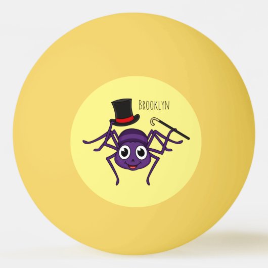 トップハットマンガの可愛いクモ 卓球ボール (正面)
