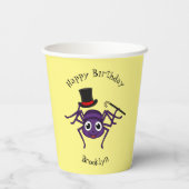 トップハットマンガの可愛いクモ 紙コップ (裏面)