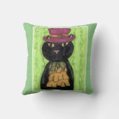 トップハットヴィンテージキャットキュートドードルアートおもしろい クッション (裏面)