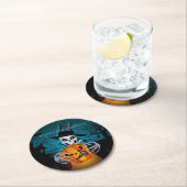 トップハット不気味スケルトン ラウンドペーパーコースター (インサイチュ)