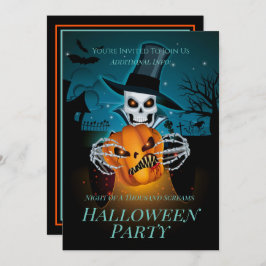 トップハット不気味スケルトン 招待状