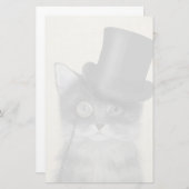 トップハット付きの灰色猫 便箋 (正面/裏面)
