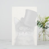 トップハット付きの灰色猫 便箋 (スタンド正面)
