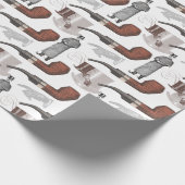 トップハット付きパイプ喫煙者紳士ヴィンテージ ラッピングペーパー (角)