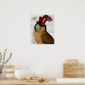 トップハット付きフクロウ ポスター (キッチン)