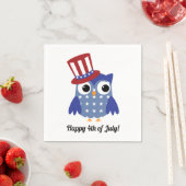 トップハット付き可愛い愛国フクロウ7月4日 スタンダードカクテルナプキン (インサイチュ)