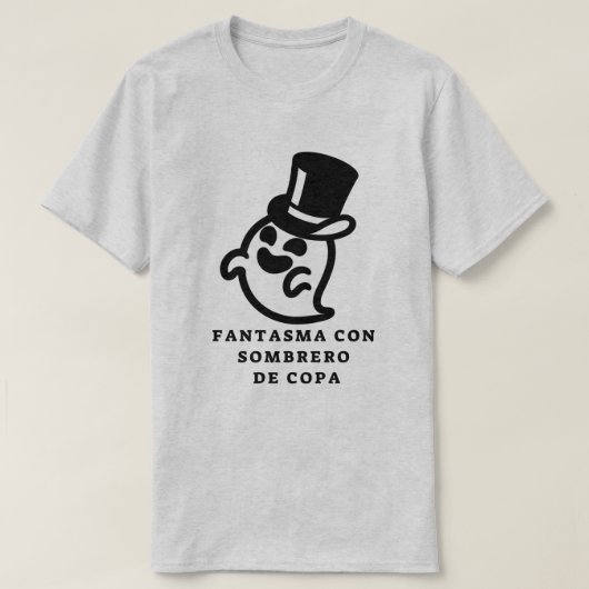 トップハット付き幽霊及びスペインの文字 Tシャツ (デザイン正面)