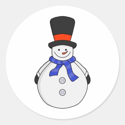 トップハット付雪だるま ラウンドシール (正面)