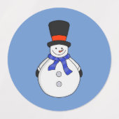 トップハット付雪だるま ラベル (デザイン2)