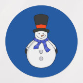 トップハット付雪だるま ラベル (デザイン1)