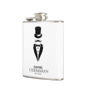 トップハット口ひげタックスをパーソナライズGroomsmen フラスク (左)