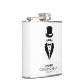 トップハット口ひげタックスをパーソナライズGroomsmen フラスク (右)