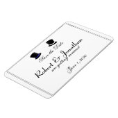 トップハット弓タイズブルーゲイ結婚式日付を保存 マグネット (左側)