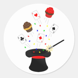 トップハット魔法ショーバースデーパーティー ラウンドシール