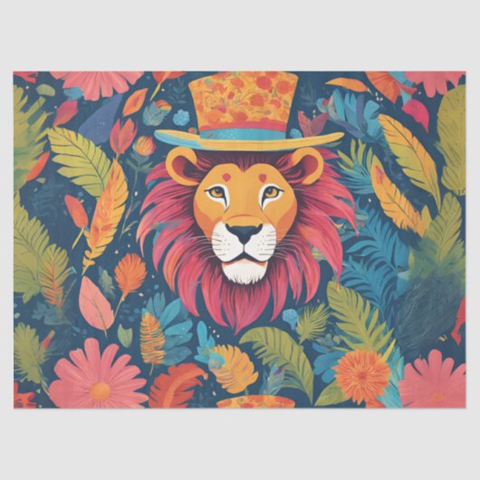 トップハット鮮やか付きカラーライオン 薄葉紙 (正面)