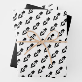 トップハット タキシード ヒゲ 結婚式 ラッピングペーパーシート