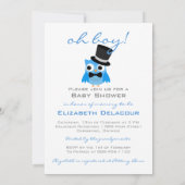 トップハット&ボウタイベビーシャワー付きフクロウ招待状 招待状 (裏面)