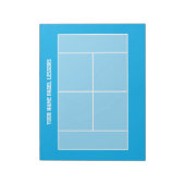 トップビューパデルテニスコートの行寸法スケッチ ノートパッド (回転)