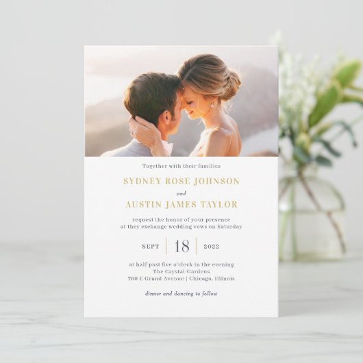 トップフォトシンプル招待状エレガントウェディング サンキューカード (スタンド正面)