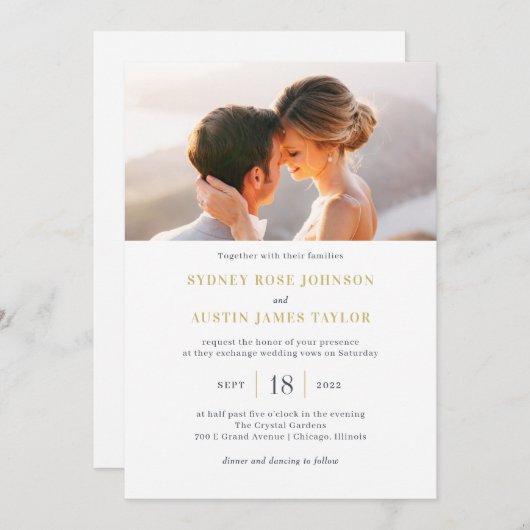 トップフォトシンプル招待状エレガントウェディング サンキューカード (正面/裏面)