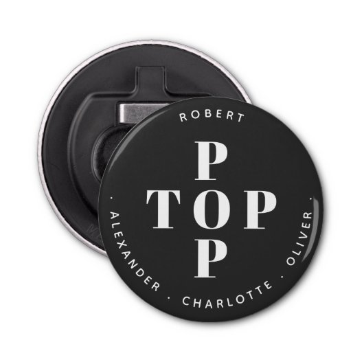 トップポップ・アートの父親のパパパーソナライズされたファミリ名 栓抜き (正面)