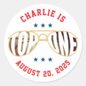 トップワンファイターパイロットテーマファースト誕生日 ラウンドシール (正面)