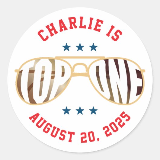 トップワンファイターパイロットテーマファースト誕生日 ラウンドシール (正面)