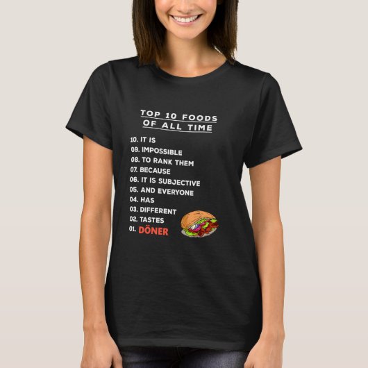 トップ10フードランキングドナーケバブ Tシャツ (正面)