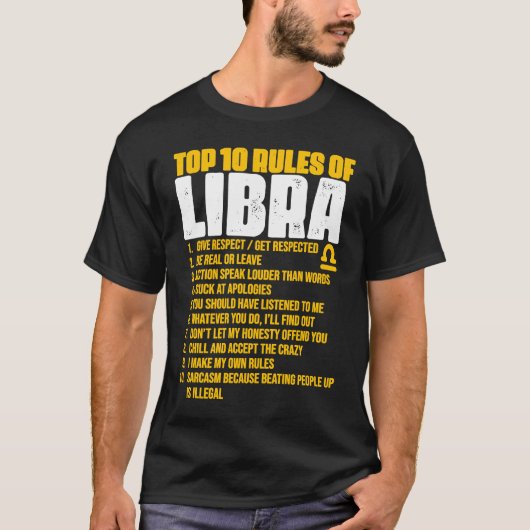 トップ10ルールライブラリ占星術誕生日1 Tシャツ (正面)