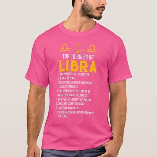 トップ10ルールライブラリ占星術誕生日3 Tシャツ (正面)