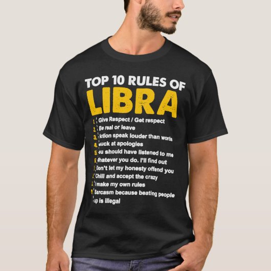 トップ10ルールライブラリ占星術誕生日 Tシャツ (正面)