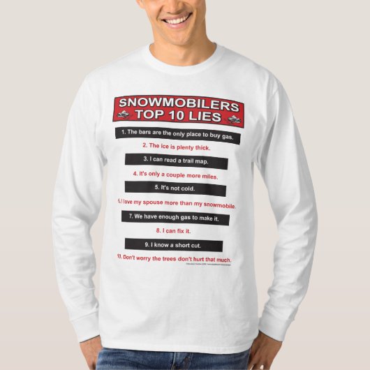 トップ10嘘 – 大 – 赤 Tシャツ (正面)