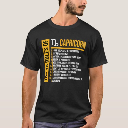 トップ10日著名人の山羊座のルール Tシャツ (正面)