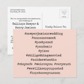 トップ12のハッシュタグ赤面ピンク延期結婚ズ ポストカード (正面/裏面)