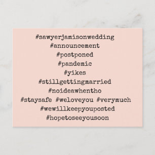 トップ12のハッシュタグ赤面ピンク延期結婚ズ ポストカード