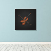 トップ16x16ブラックに弓を付けたトロンペロエイルヴァイオリン キャンバスプリント (インサイチュ (ウッドフロア))