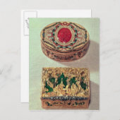 トップ:金ゴールドのスナッフボックスに様々な石を象嵌 ポストカード (正面/裏面)