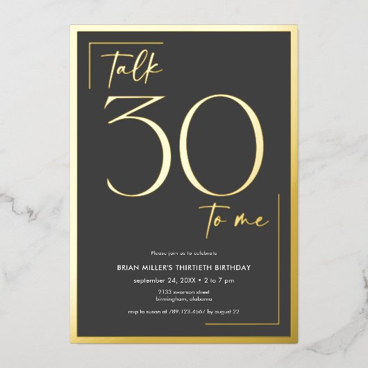 トッモダンクミニマルサー誕生日 箔招待状 (正面)