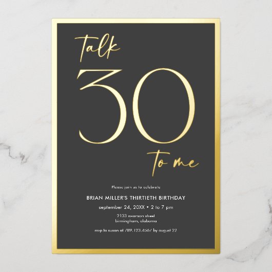 トッモダンクミニマルサー誕生日 箔招待状 (正面)