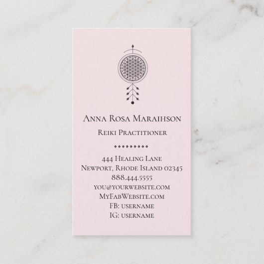 *~*トテムフラワーオブライフパステルフローラ霊気ヨガ 名刺 (裏面)