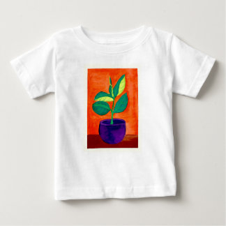 トドラーお洒落プ絵を描タ付きプラントアートTシャツ ベビーTシャツ