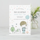 トドラーお洒落ボーイ子供の誕生日招待状 招待状 (スタンド正面)