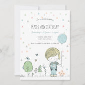 トドラーお洒落ボーイ子供の誕生日招待状 招待状 (正面)