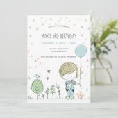 トドラーお洒落ボーイ子供の誕生日招待状 招待状 (スタンド正面)