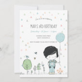 トドラーお洒落ボーイ子供の誕生日招待状 招待状 (正面)