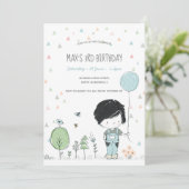 トドラーお洒落ボーイ子供の誕生日招待状 招待状 (スタンド正面)
