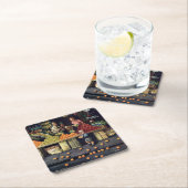 トドラーとオレンジ スクエアペーパーコースター (インサイチュ)