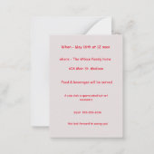 トドラーガール誕生日招待状 ノートカード (裏面)